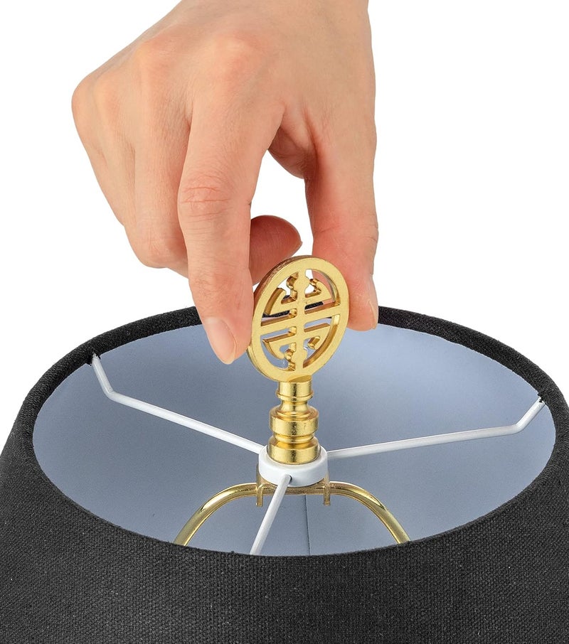 Qc Brass Lamp Finials - 2 Packs, Chinoiserie Design Solid Metal Finials for Table lamps and Floor Lamps, Lamp Toppers Screw On Cap, Decorative Lamp Shades Top Nut, Oriental Lamp Shade Knob - Image 2